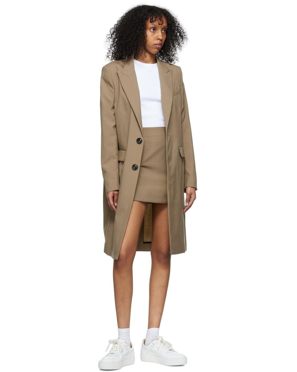 AMI Virgin Wool Coat in Taupe (Gray) | Lyst