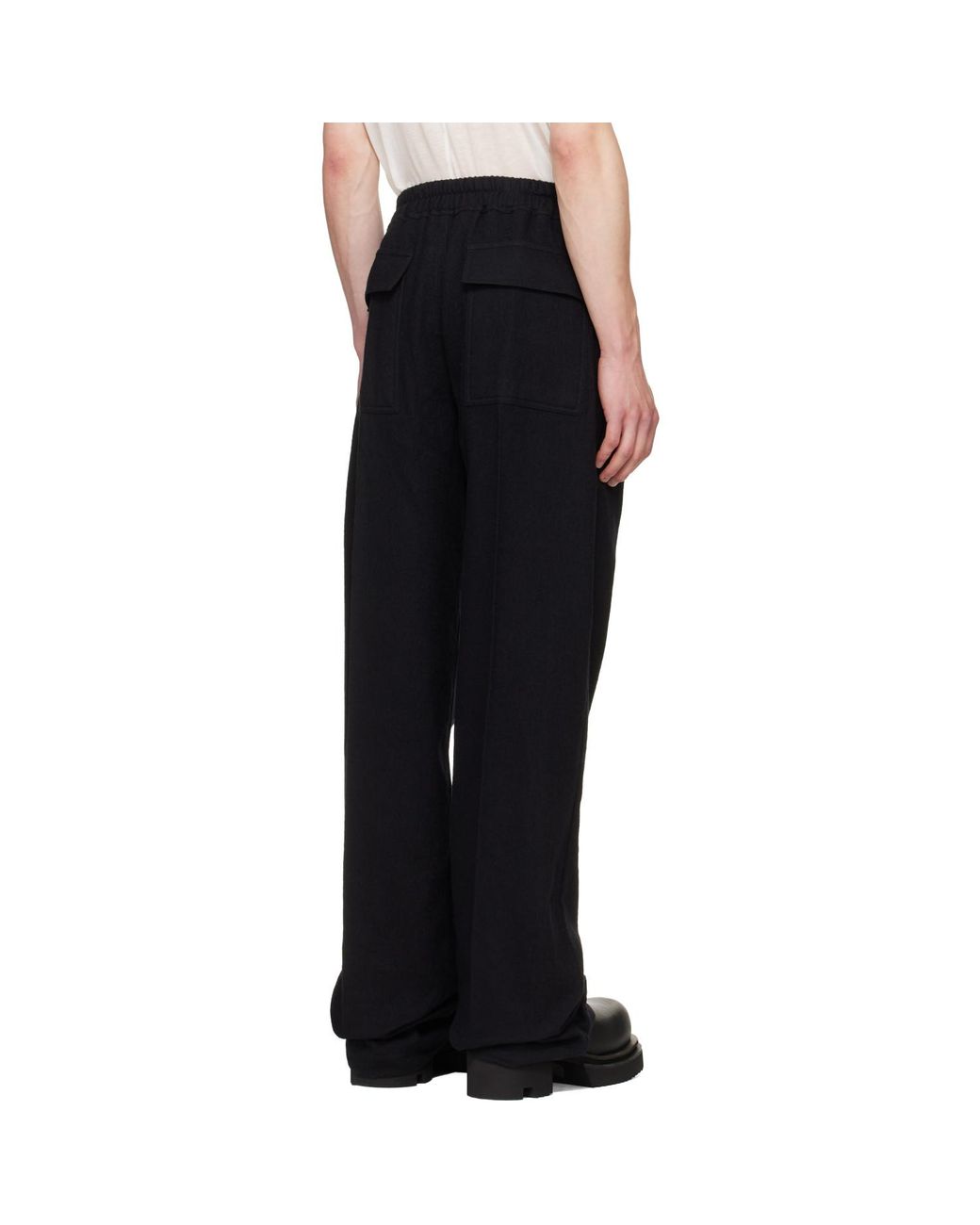 Rick Owens Black Tower Dietrich Drawstring Trousers for men