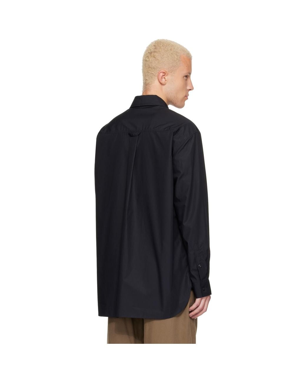 Simone Rocha Black Lace Up Hem Easy Shirt for men