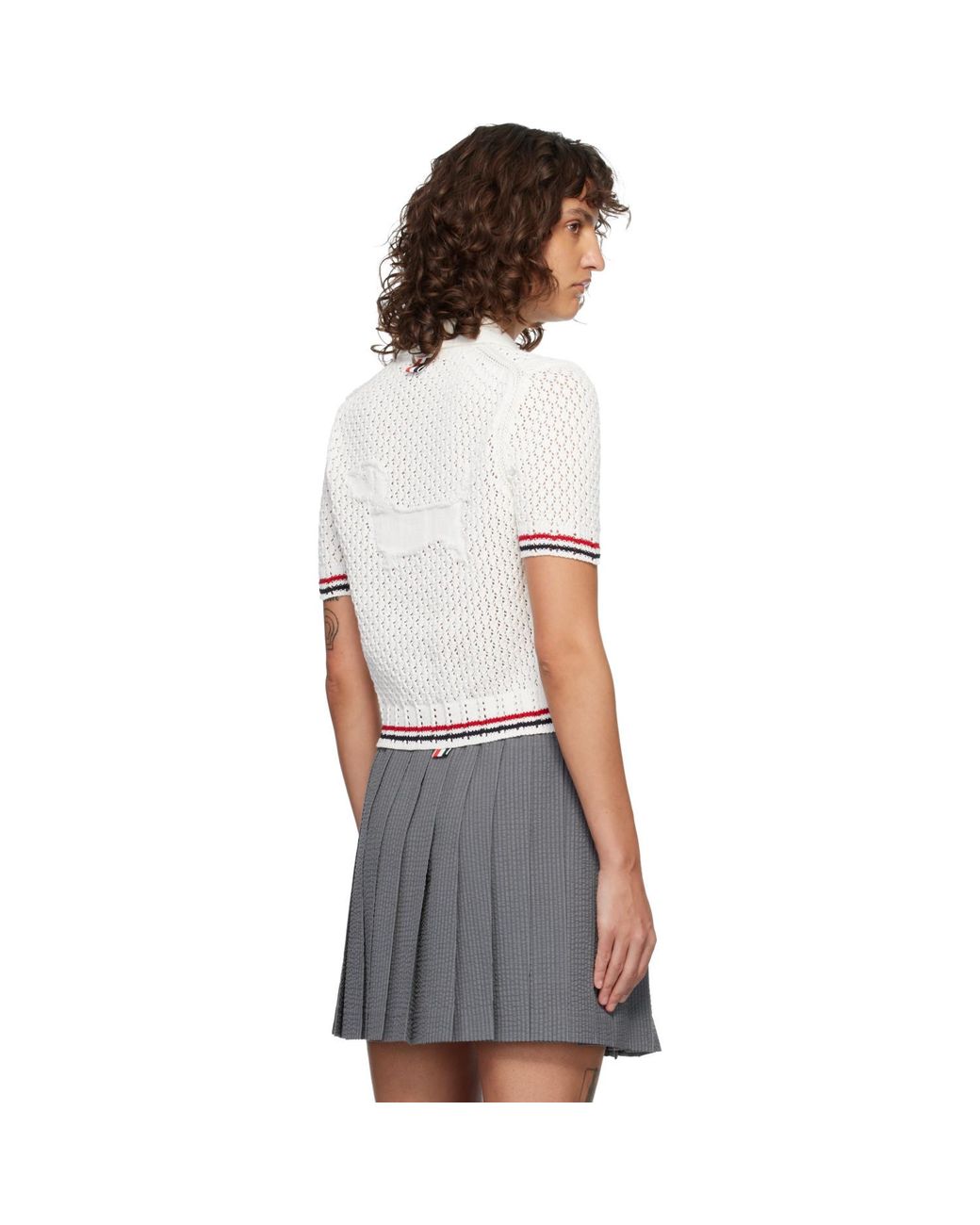 Thom Browne Black Hector Pointelle Short Sleeve Cardigan