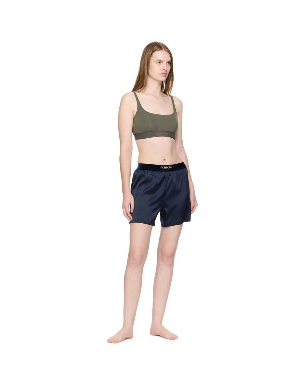 Tom Ford Blue Stretch Silk Satin Boxer Shorts