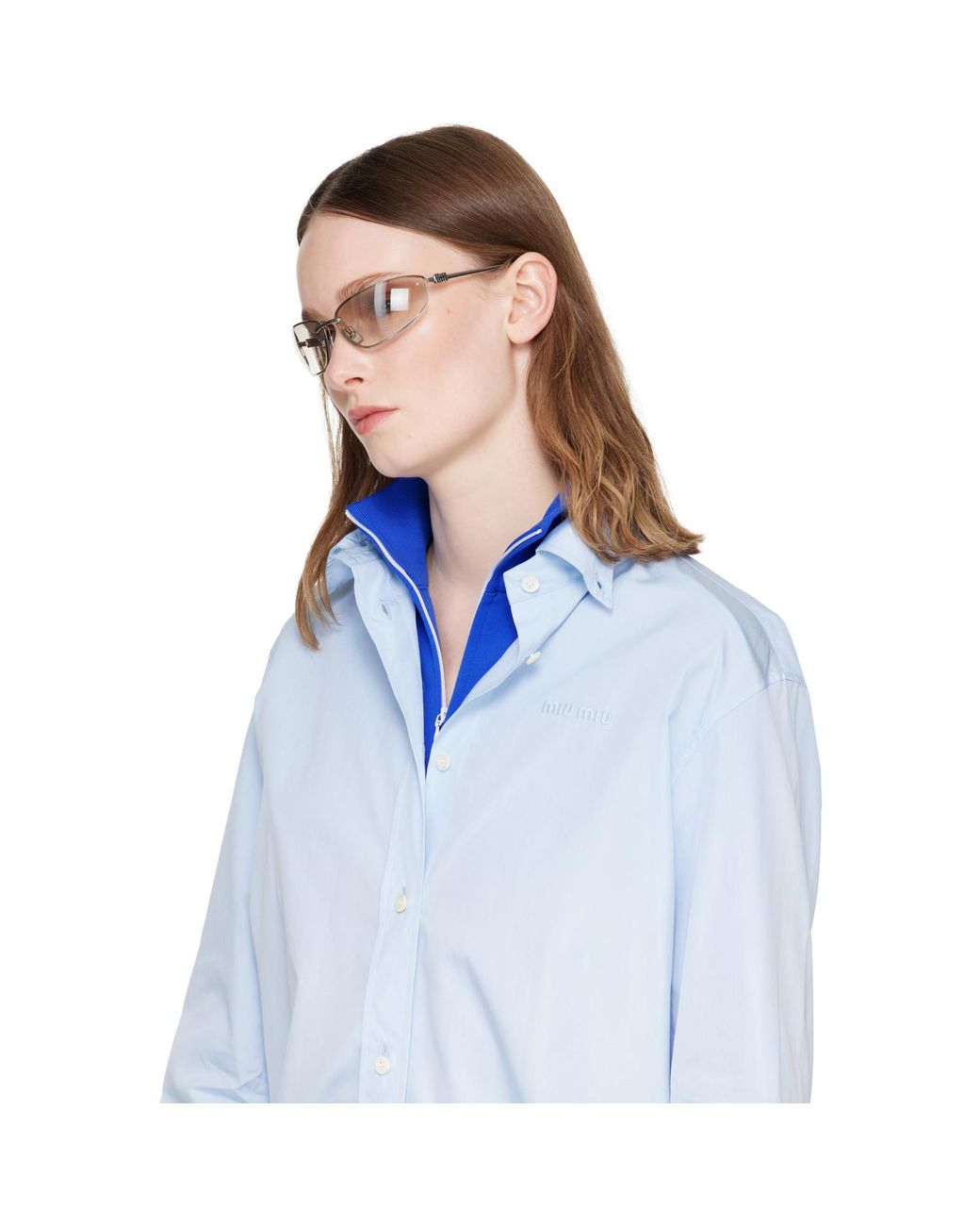 Miu Miu Multicolor Rimless Metal Oval Sunglasses