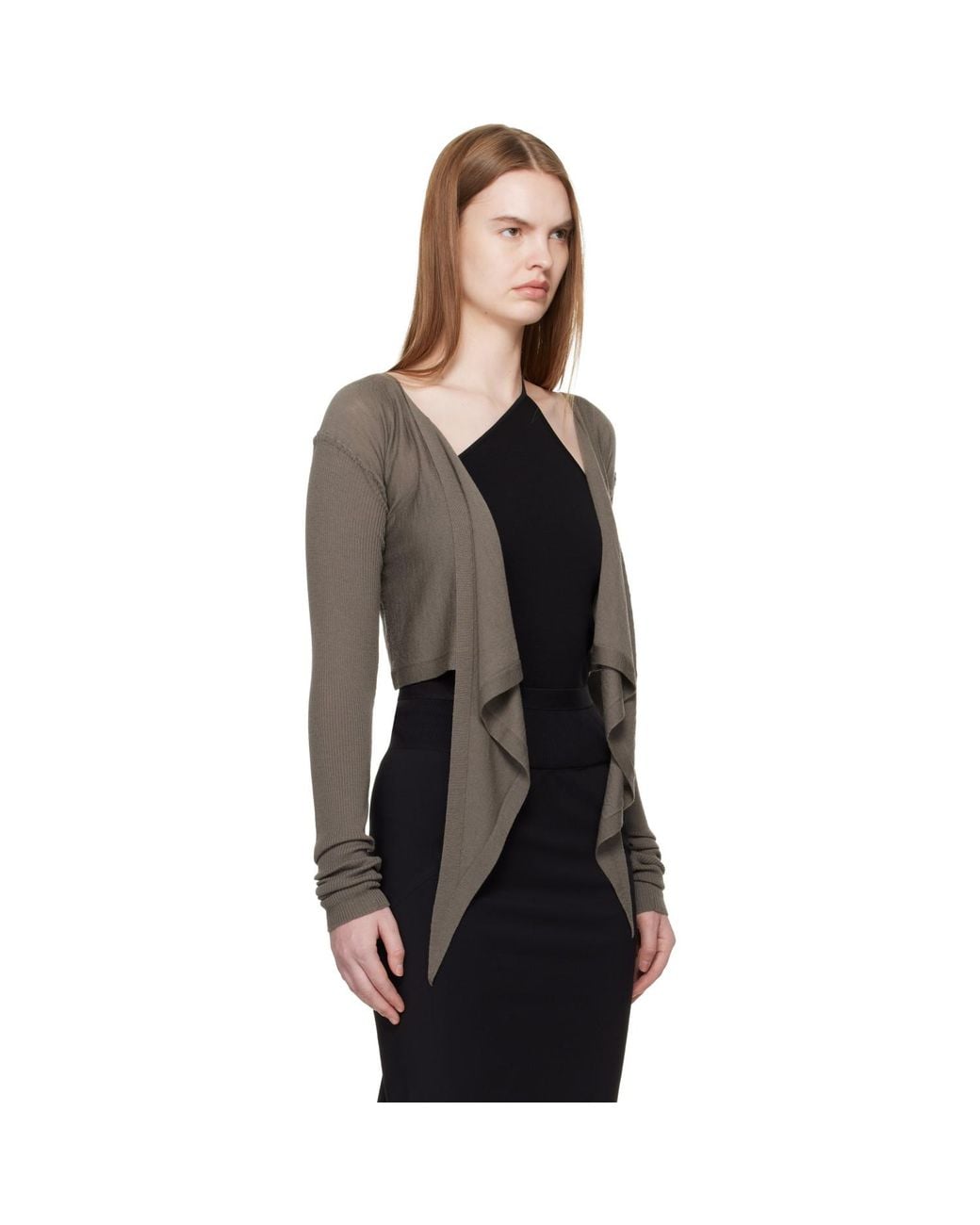 Rick Owens Black Temple Crop Wrap Top