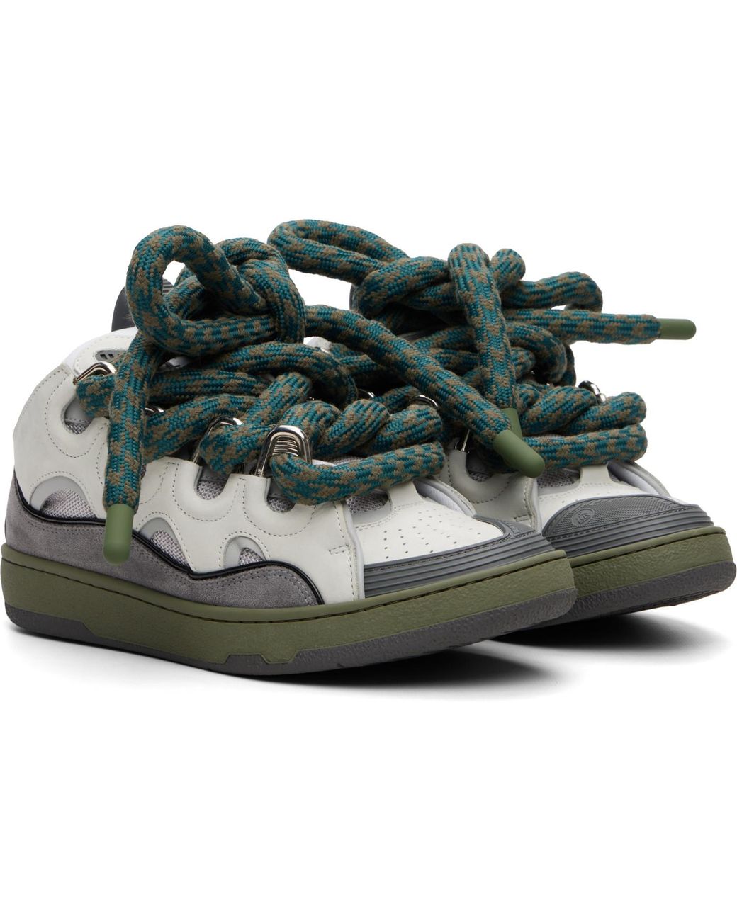 Lanvin Green Curb Snake Sneakers for men