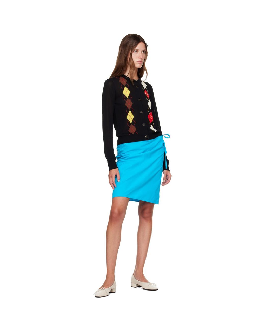 Ganni Blue Argyle Cardigan