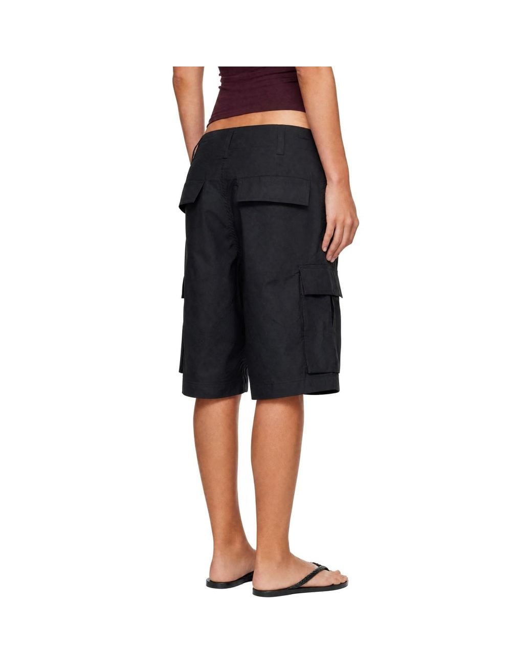 Skims Black Woven Cotton Oversized Cargo Shorts