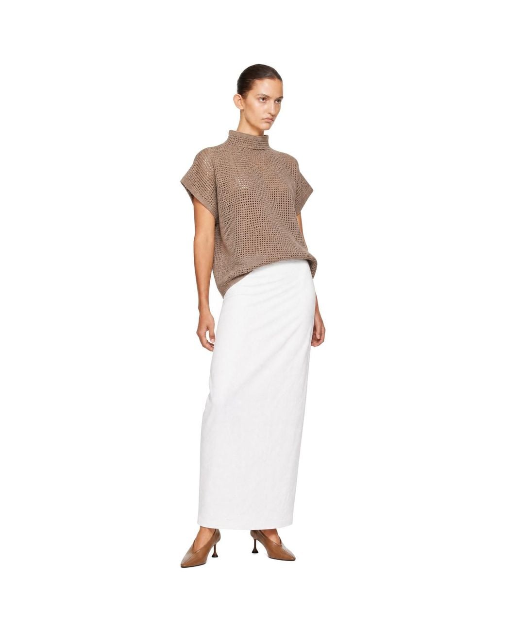 Pleats Please Issey Miyake Brown Taupe Dot Knit Top