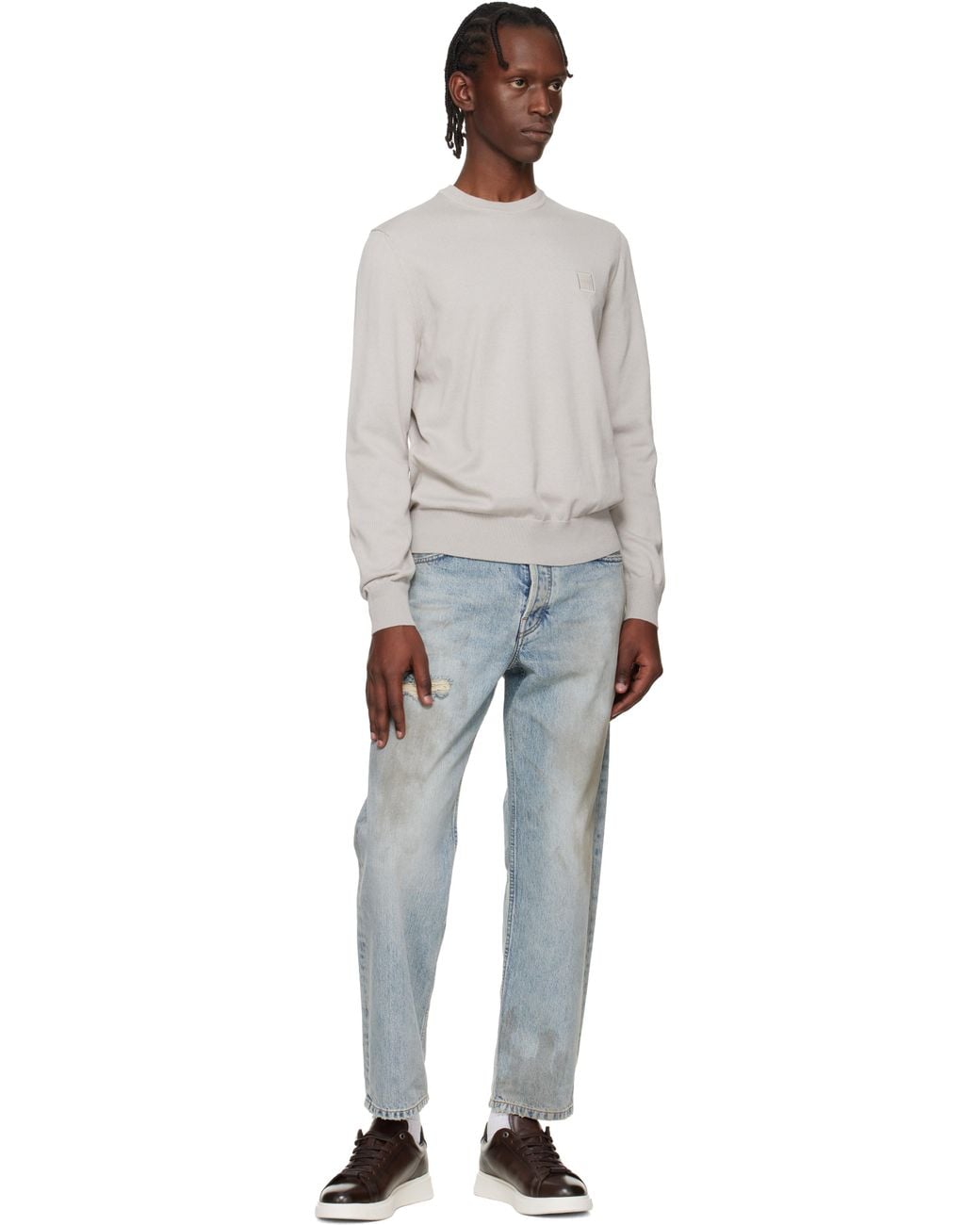 Boss Black Buffed Leather Sneakers for men