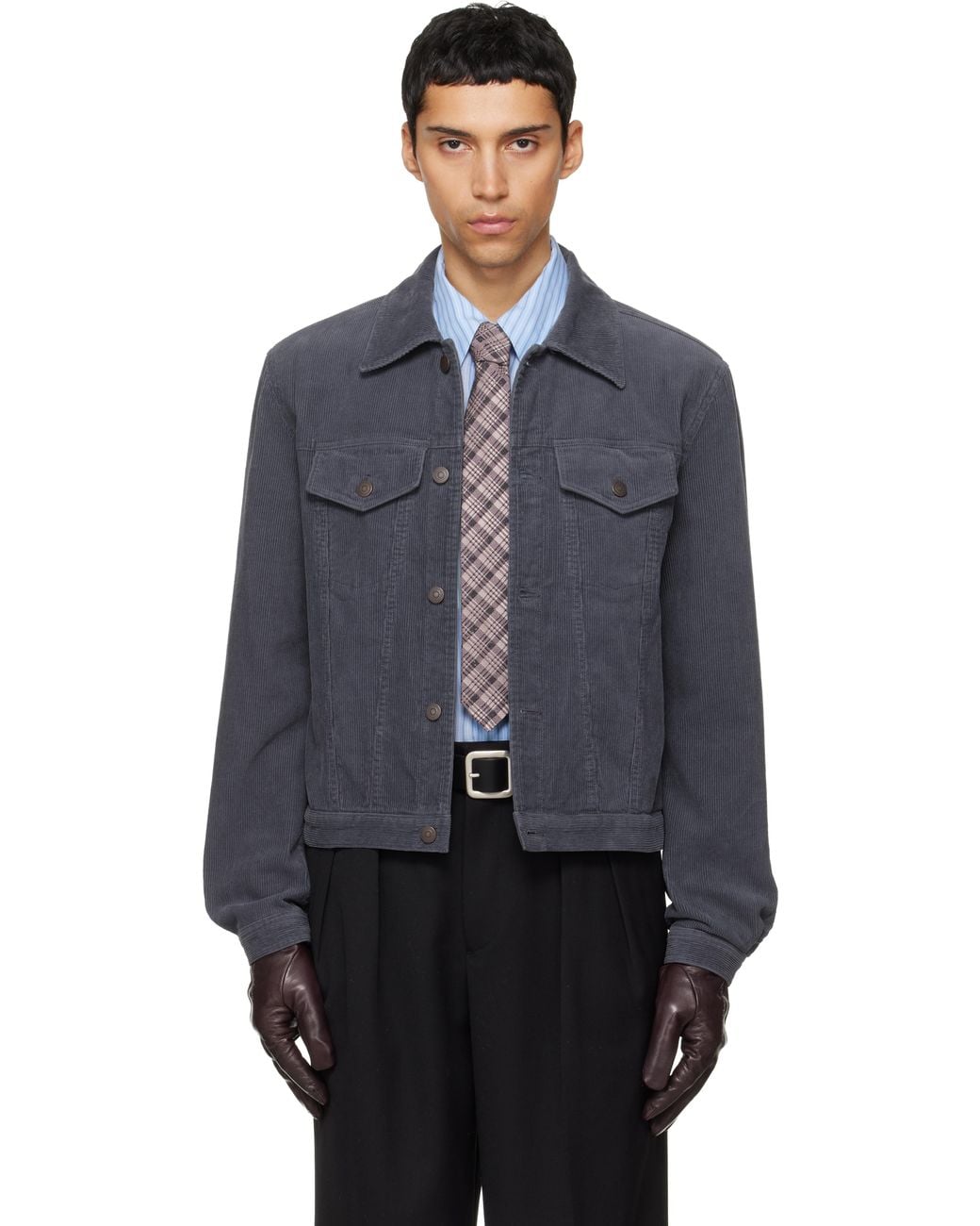 TONYWACK Blue Washed Corduroy Type-3 Trucker Jacket for men