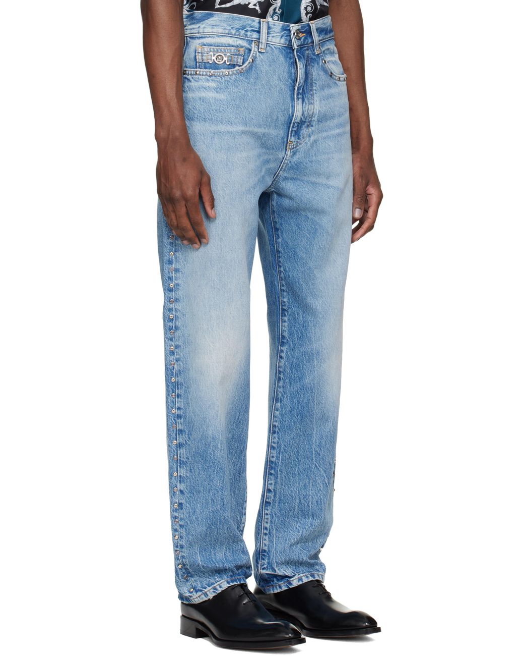 Versace Blue Studded Jeans for men