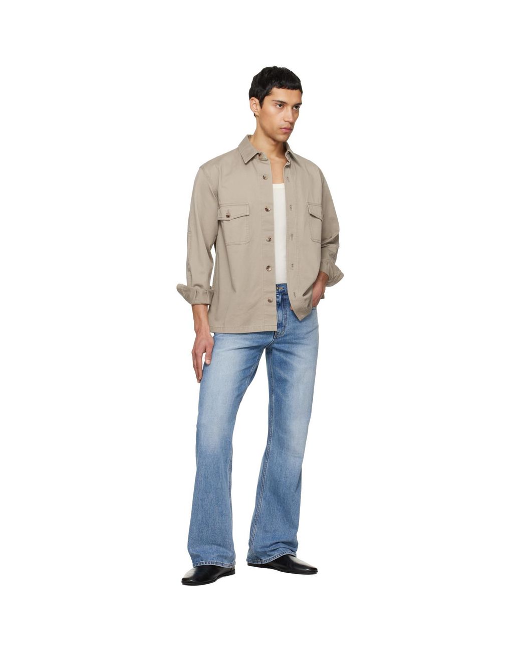 TONYWACK Black Washed Cotton Twill Overshirt for men