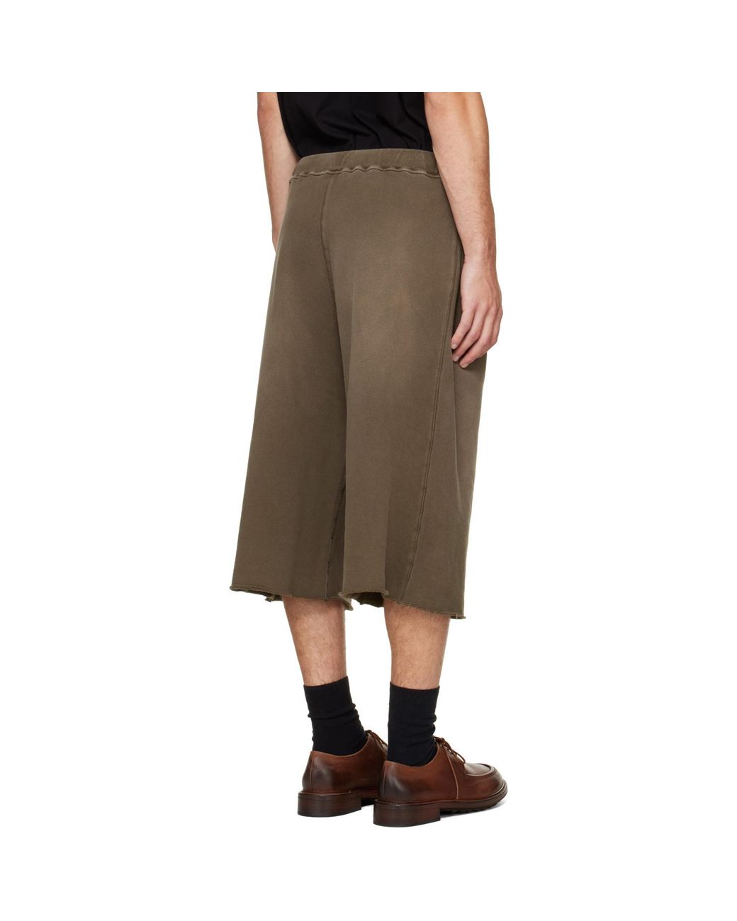 R13 Green Triple Pleat Sweat Shorts for men