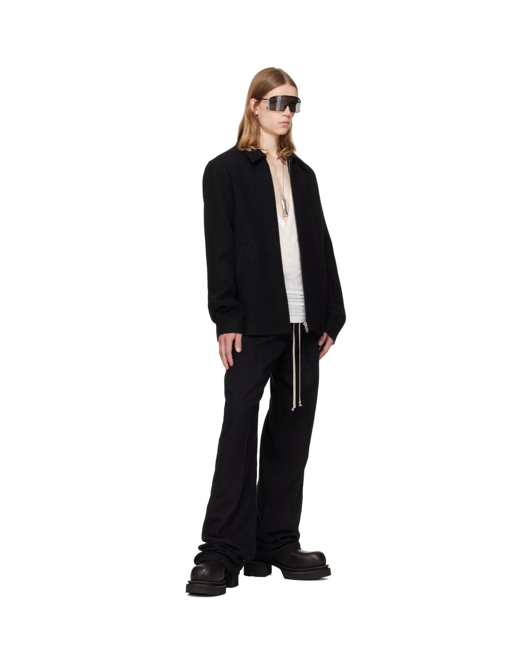 Rick Owens Black Tower Dietrich Drawstring Trousers for men