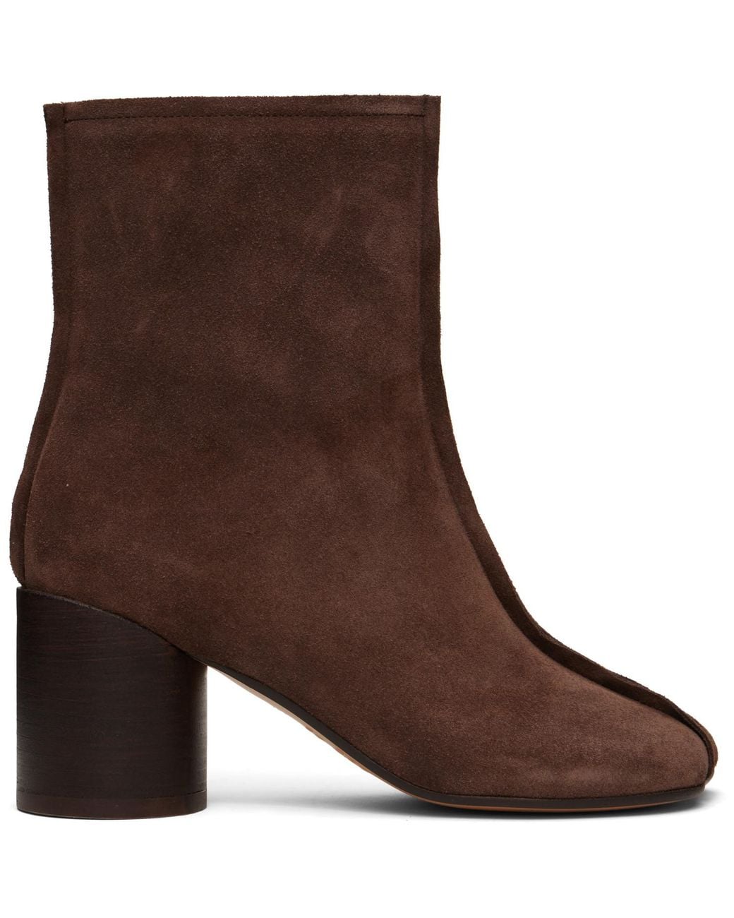 MM6 by Maison Margiela Brown Suede Anatomic Stitch Toe Ankle Boots