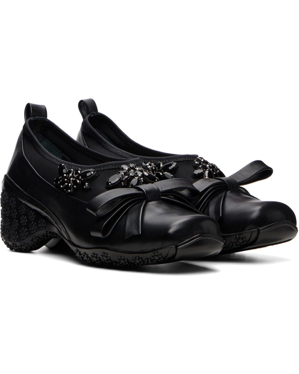 Simone Rocha Black Embellished Bow Ballet Loafers