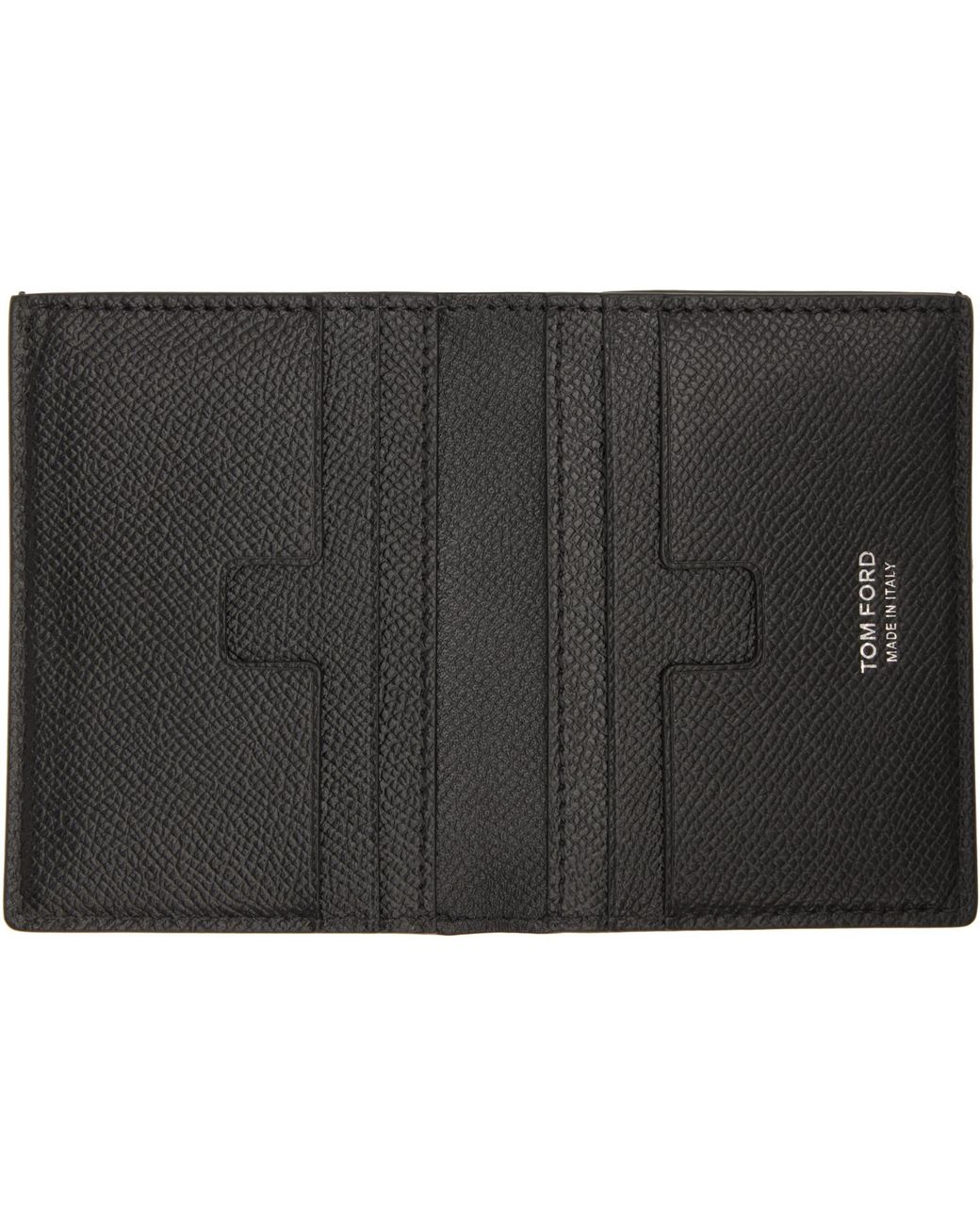 Tom Ford Black Small Grain T Line Bifold Card Holder for men