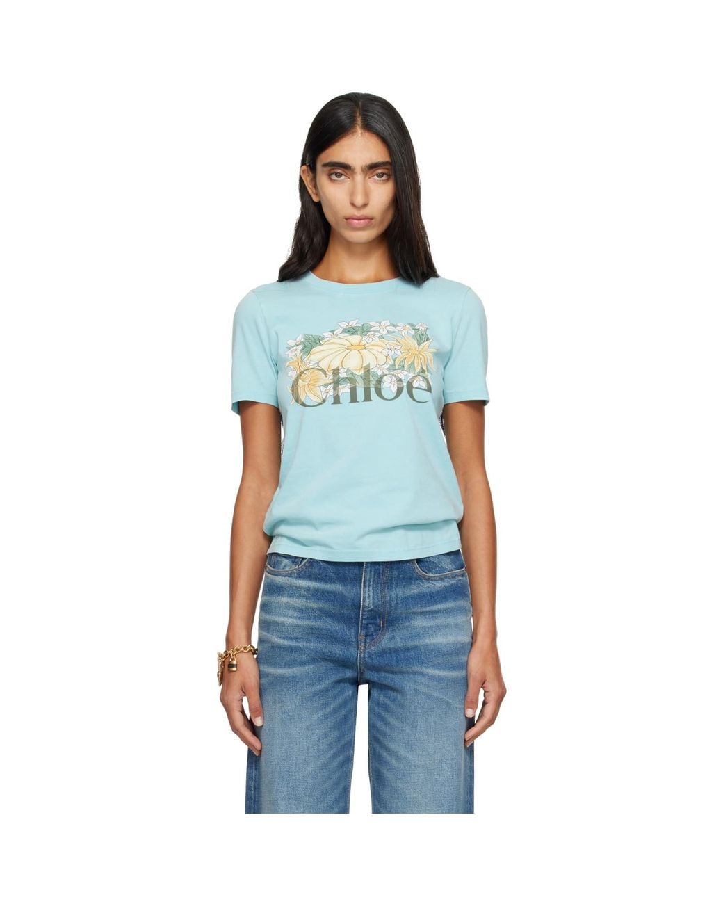 Chloé Blue Cotton Jersey Baby Fit Logo T-Shirt