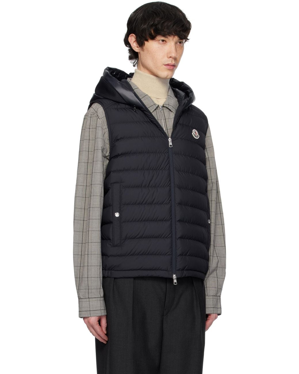 モンクレールネイビー ダウンベスト フード付き MONCLER フード付き