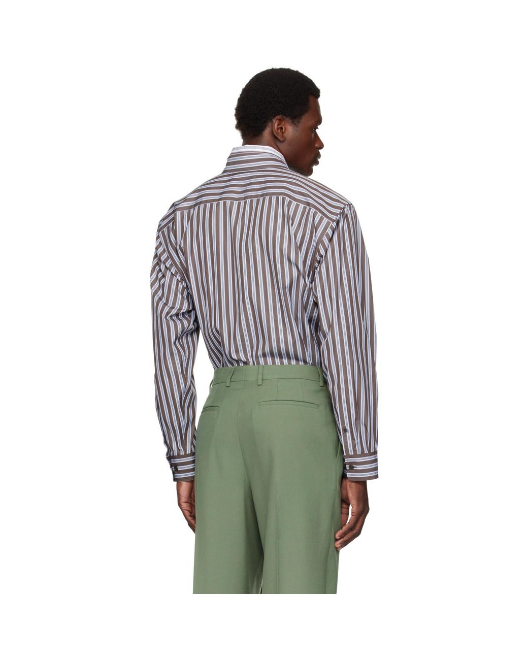 Dries Van Noten Green Double-Layer Cotton Shirt for men