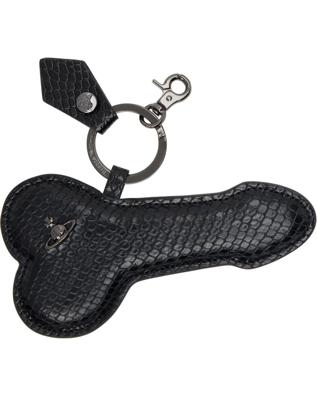 Vivienne Westwood Black Snake Embossed 'Penis' Keychain for men