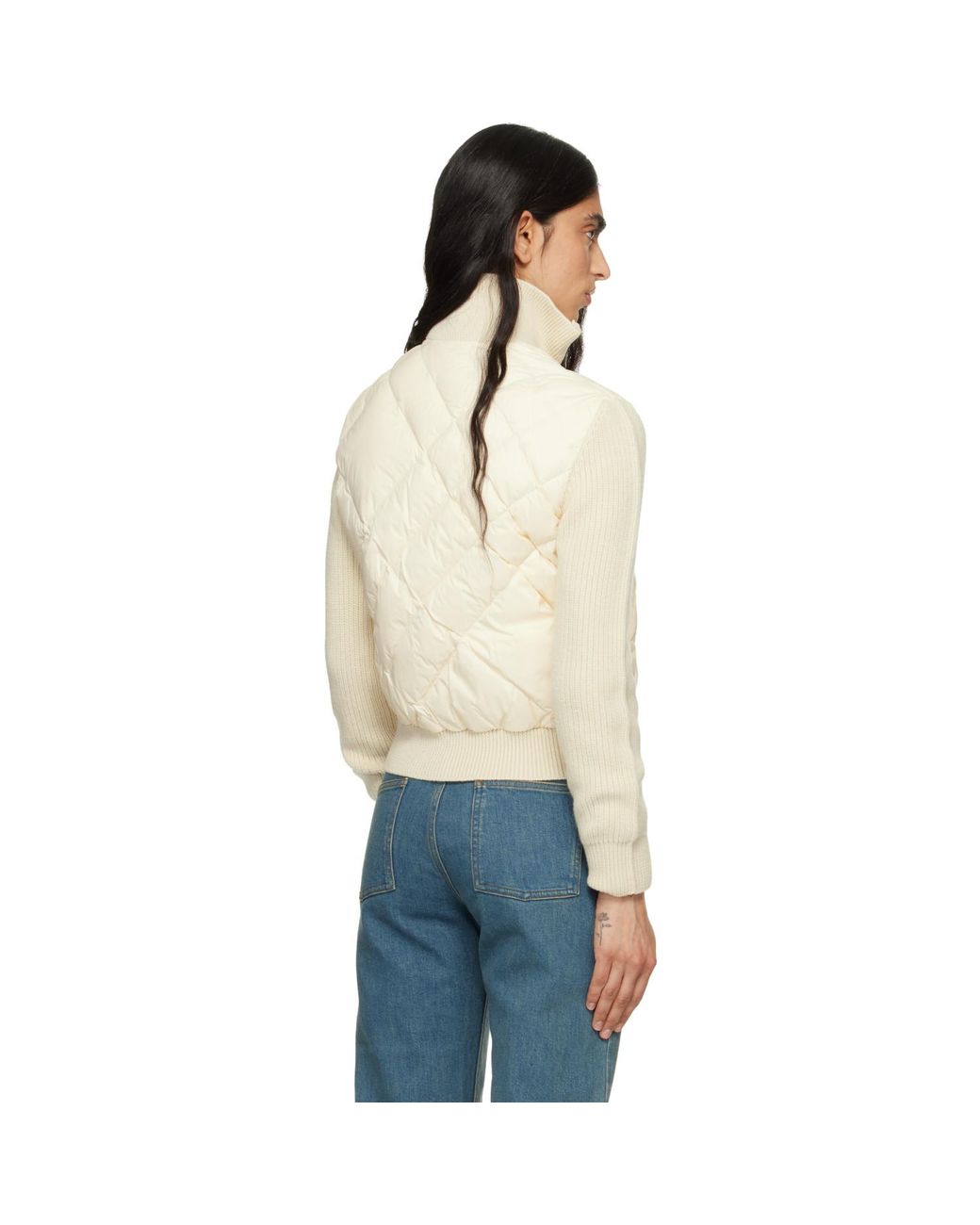 Burberry Blue Off- Check-Stitch Nylon & Wool Jacket