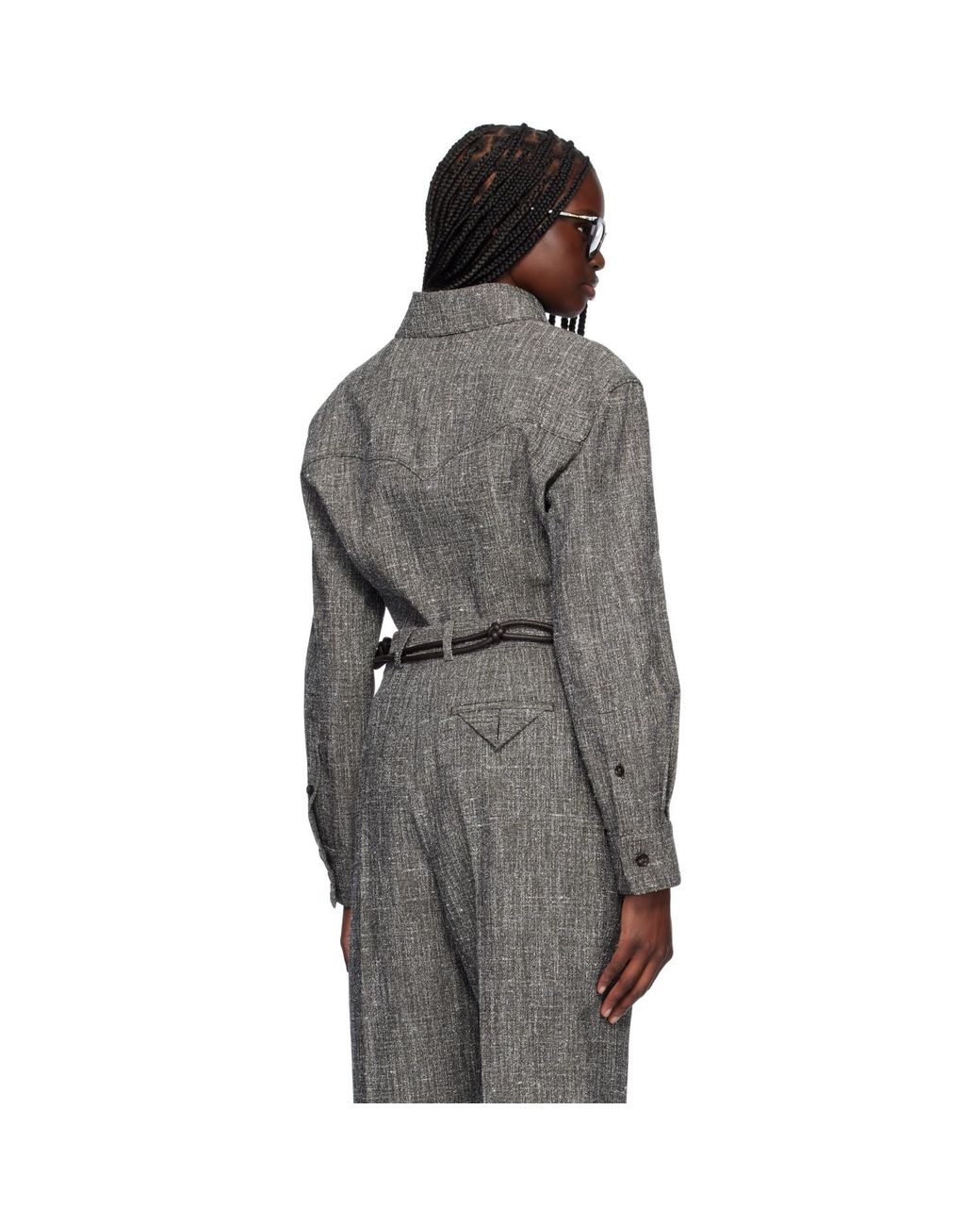 Bottega Veneta Black Melange Viscose & Silk Shirt