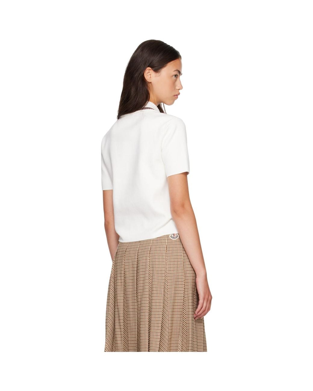 Moncler White Cotton Knit Polo