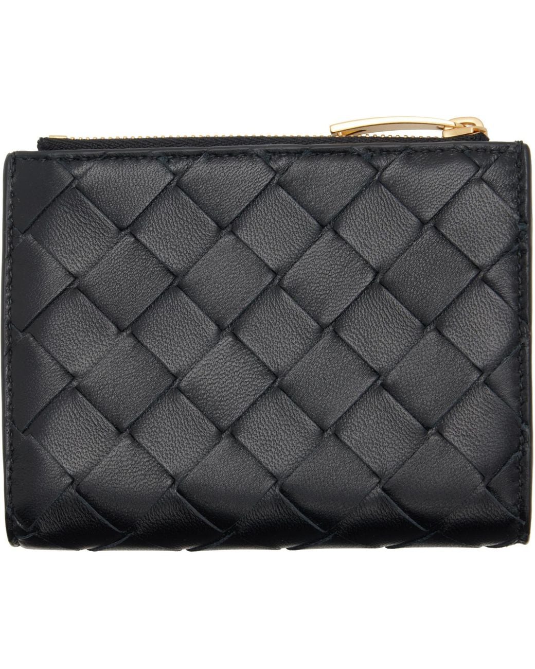 Bottega Veneta Black Intrecciato Small Bi-Fold Wallet