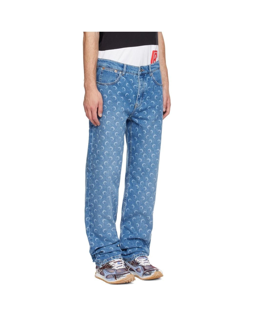 MARINE SERRE Blue Moon Laser Wash Denim Straight Jeans for men