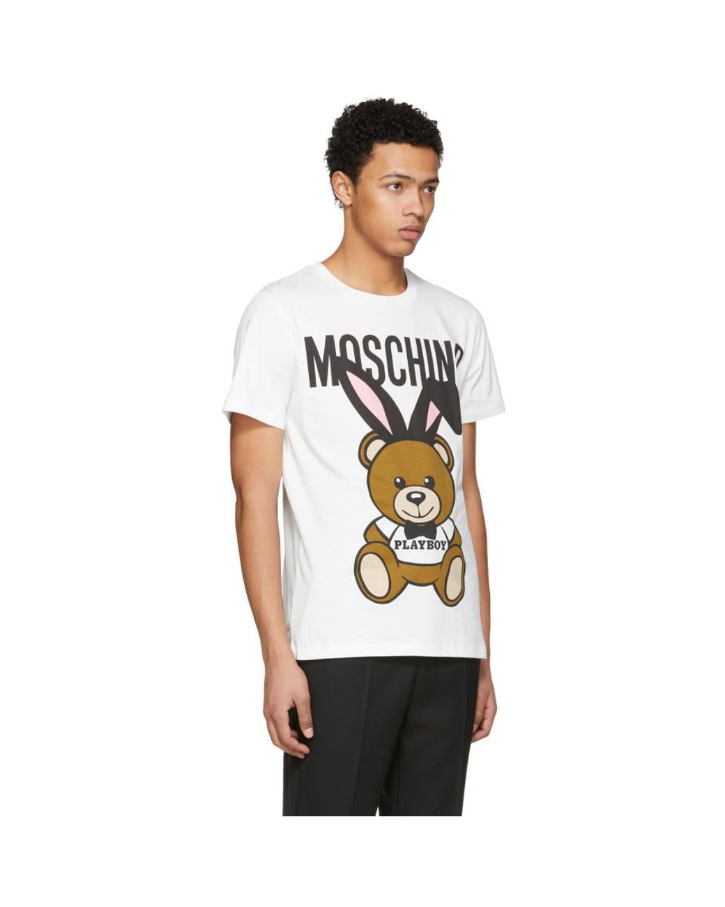 Moschino White Playboy Teddy Bear T-shirt for Men | Lyst