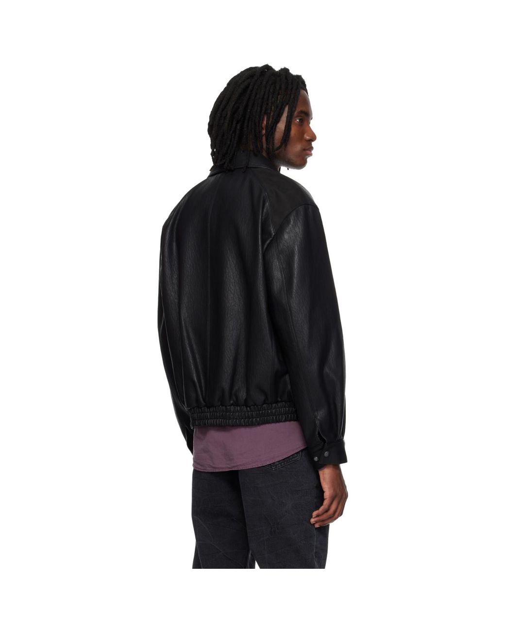 MMIC Black Rodeo Faux-Leather Jacket for men