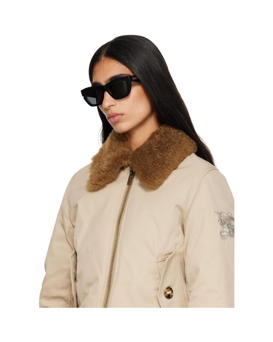 Burberry Gray Rectangle Sunglasses