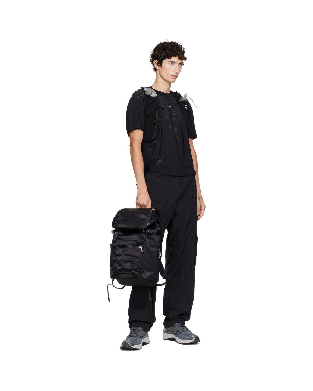 Master Piece Black Progress Flap Backpack for men