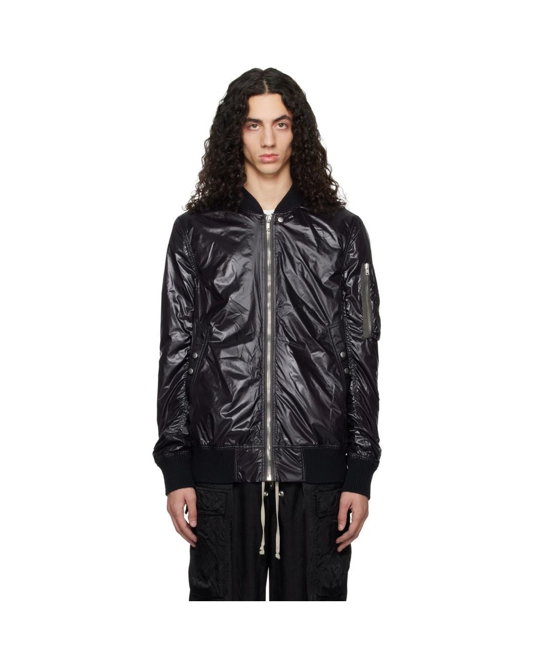 Rick Owens Black Temple Classic Flight Bomber Jacket for men