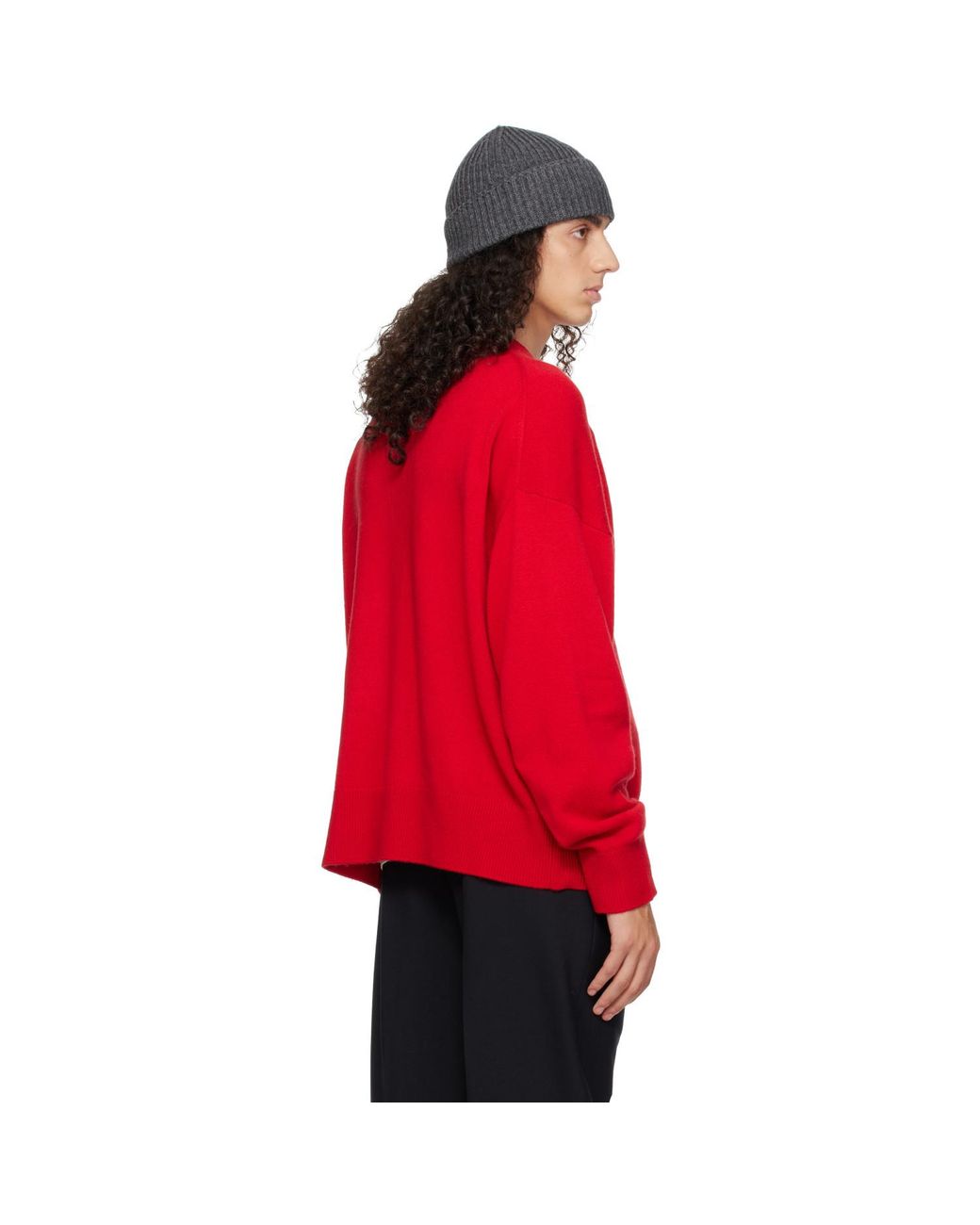 YACAIA Red Y-0008 Oversized Merino Cashmere Sweater for men