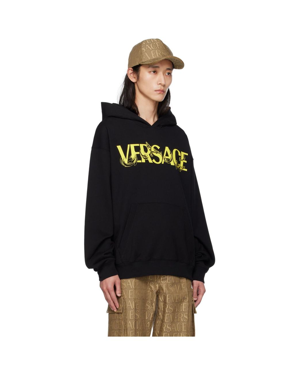 Versace Black Printed Hoodie for men