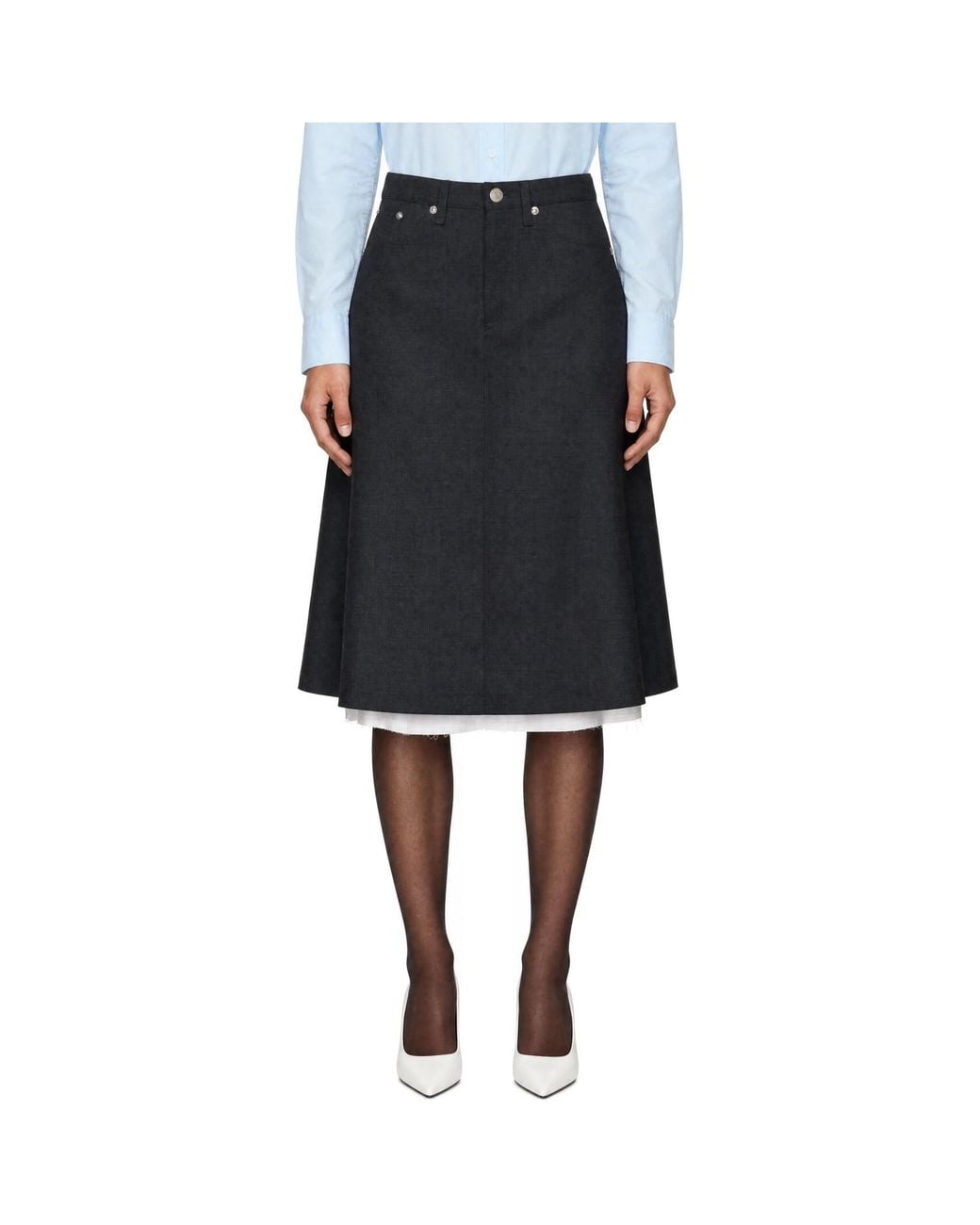 mfpen Rivet Vent Midi Skirt in Black | Lyst