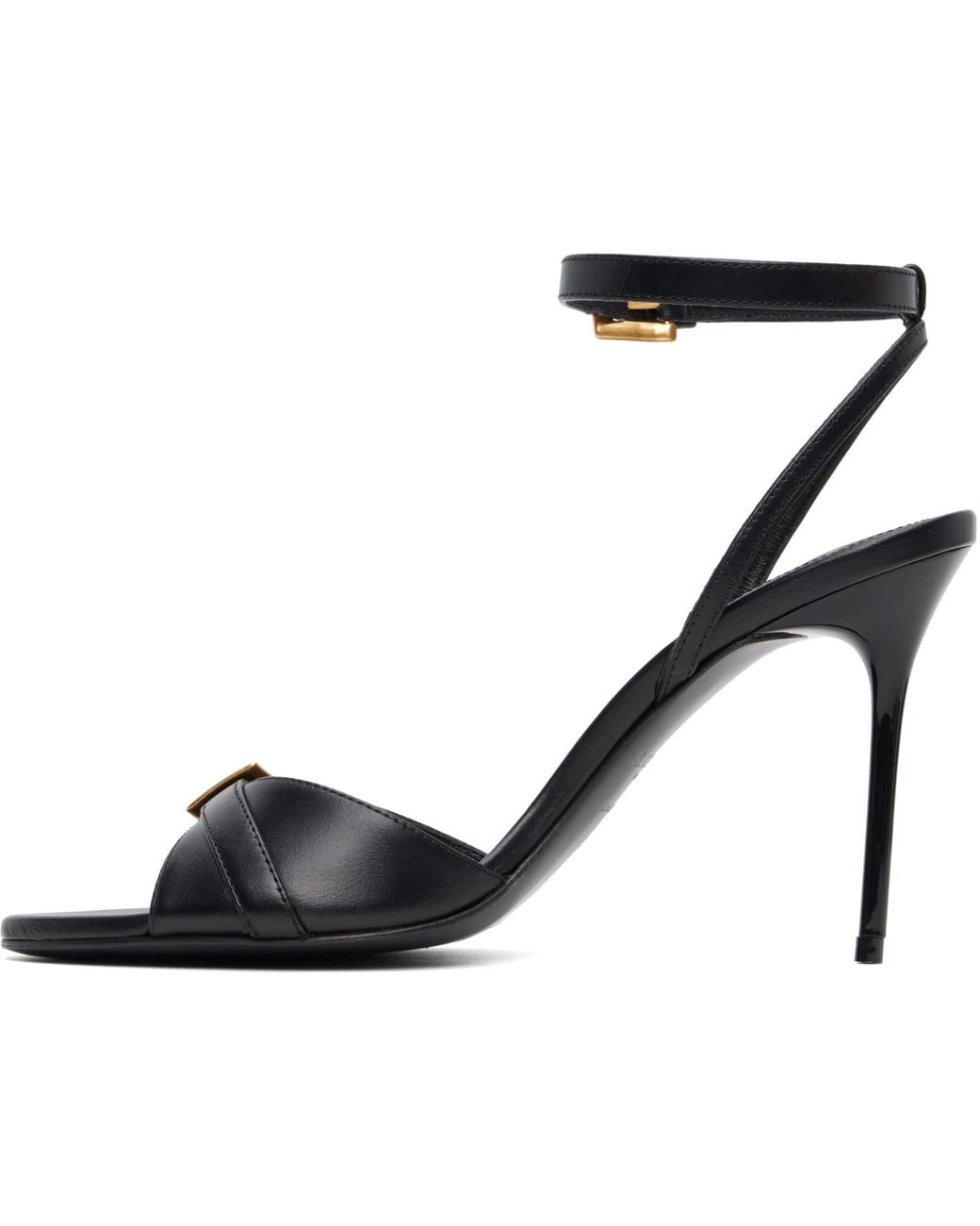 Balmain Black Anthem Leather Heeled Sandals