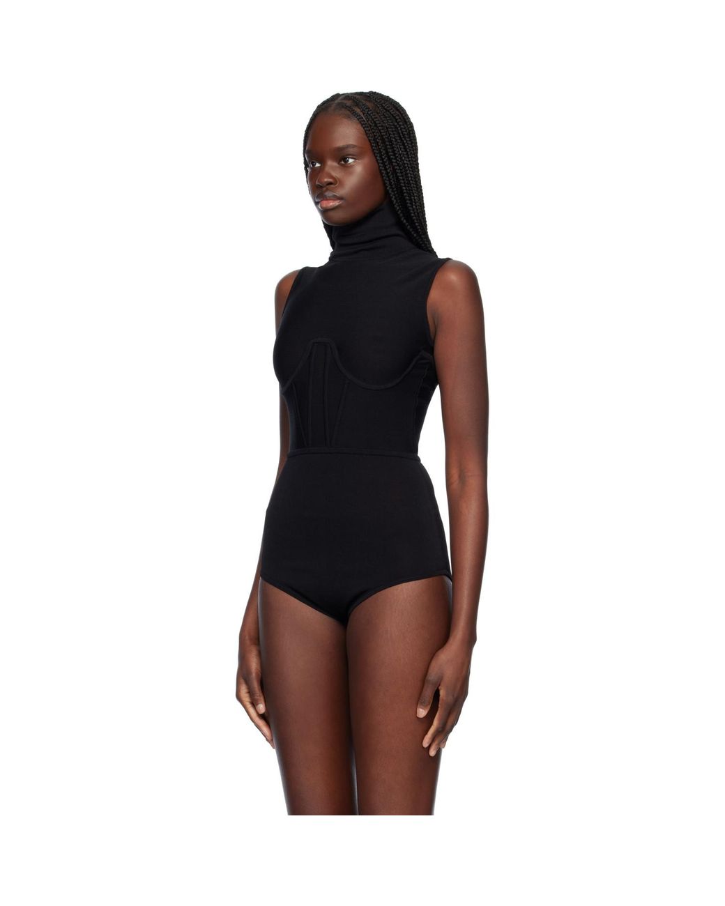 Nensi Dojaka Black Alice Corset Knit Bodysuit