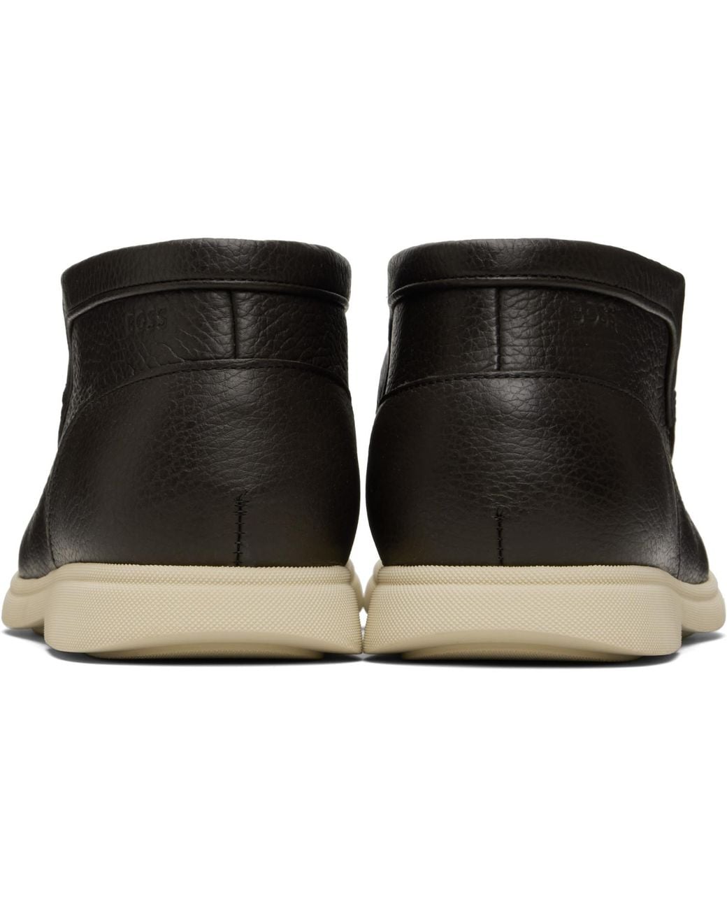 Boss Black Tumbled Leather Desert Boots for men