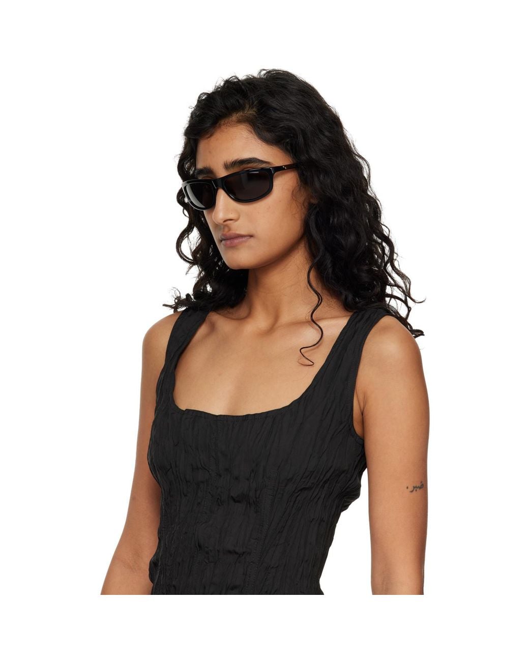 Bottega Veneta Black Rectangular Squared Sunglasses