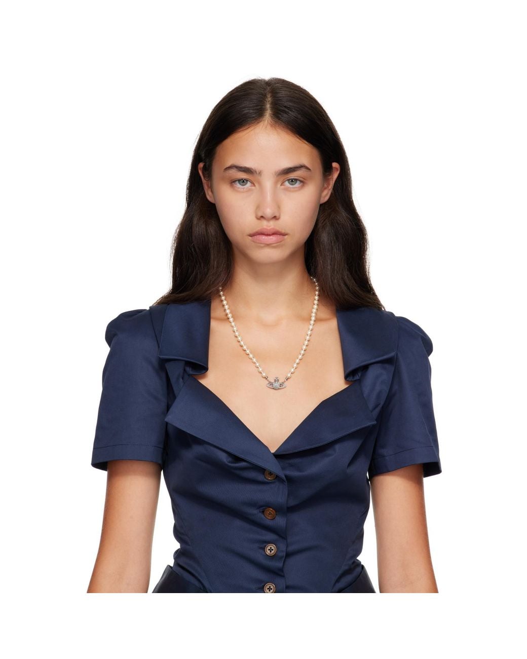 Vivienne Westwood Metallic Mini Bas Relief Faux-Pearl Necklace