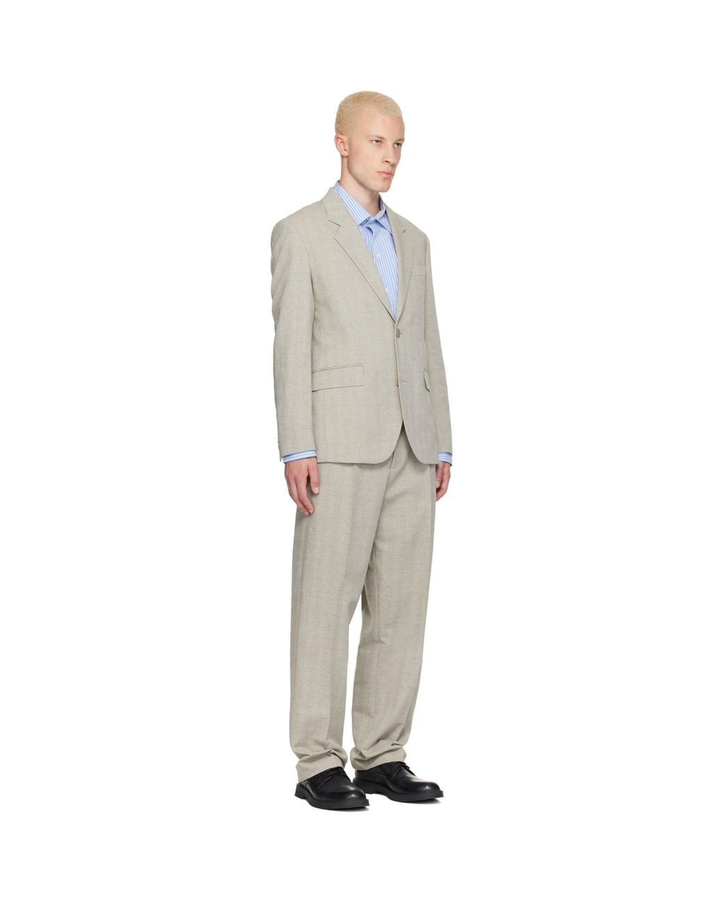 HUGO Gray Two-Piece Modern-Fit Herringbone Twill Suit for men