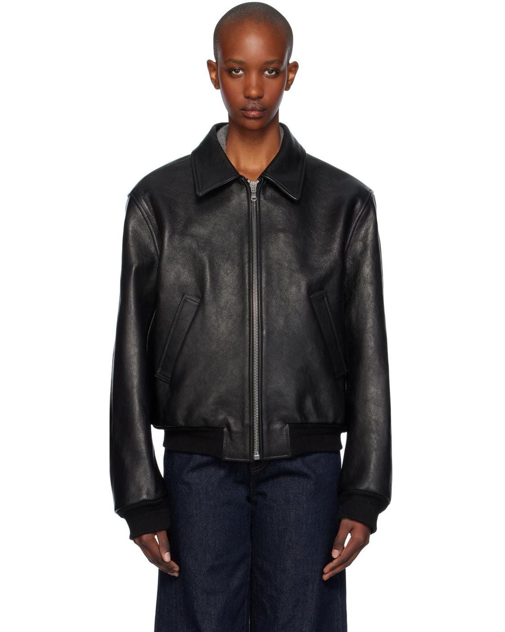 RECTO. Goatskin Leather Jacket in Black | Lyst