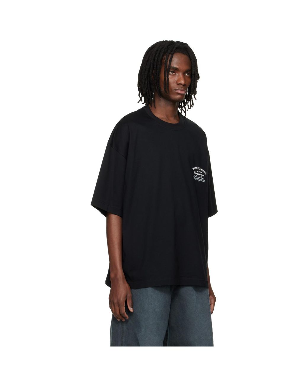 Wooyoungmi Black Lettering Graphic T-Shirt for men