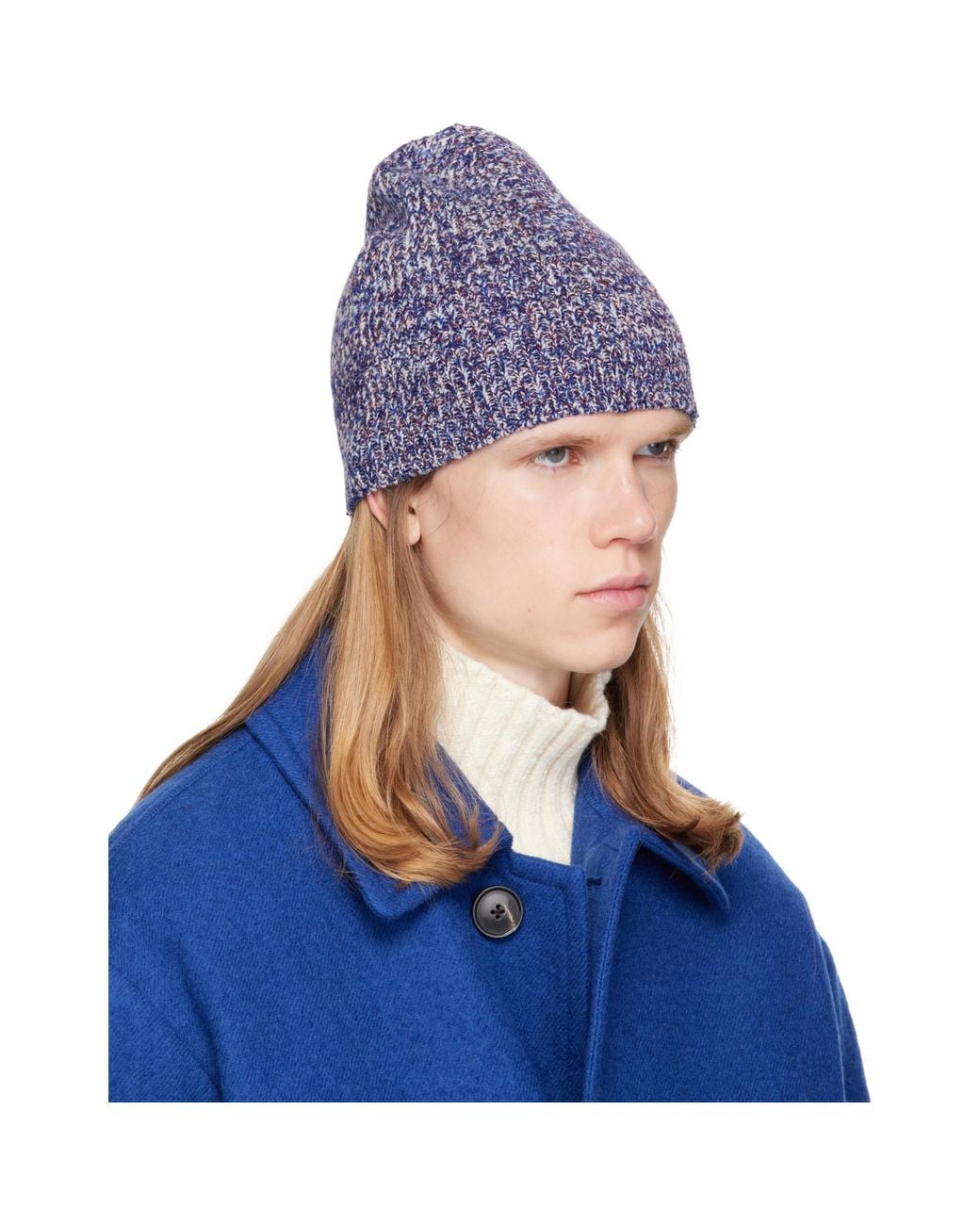 Dries Van Noten Blue Floral Beanie for men