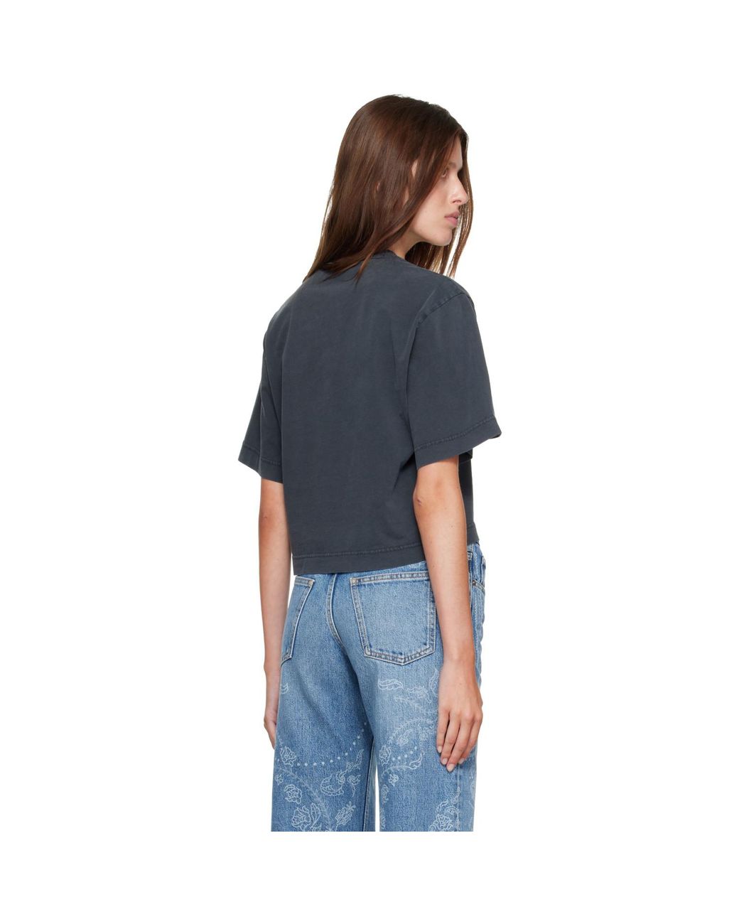 Off-White c/o Virgil Abloh Blue Bookish Flower Crop T-Shirt