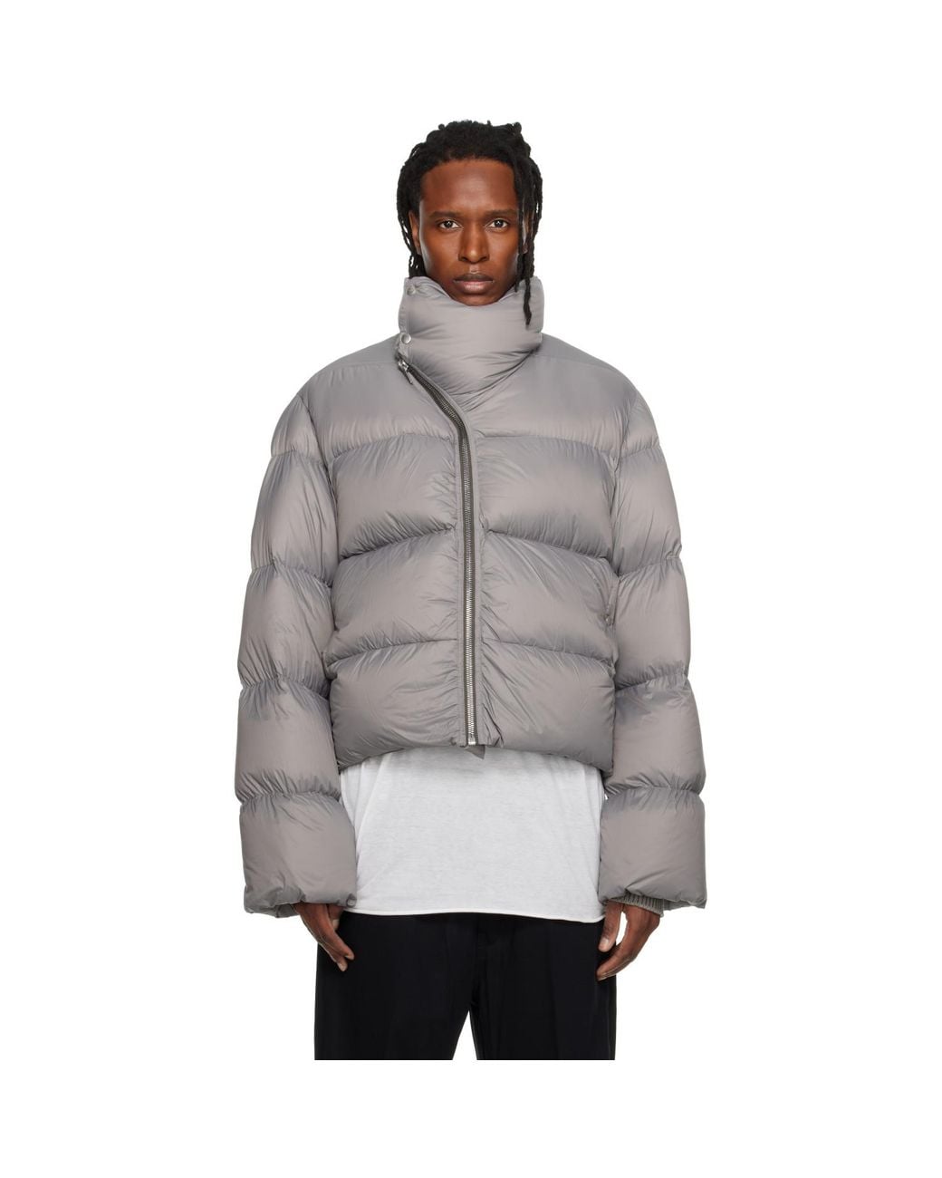 Rick Owens Gray Tower Turtle Down Jacket for men