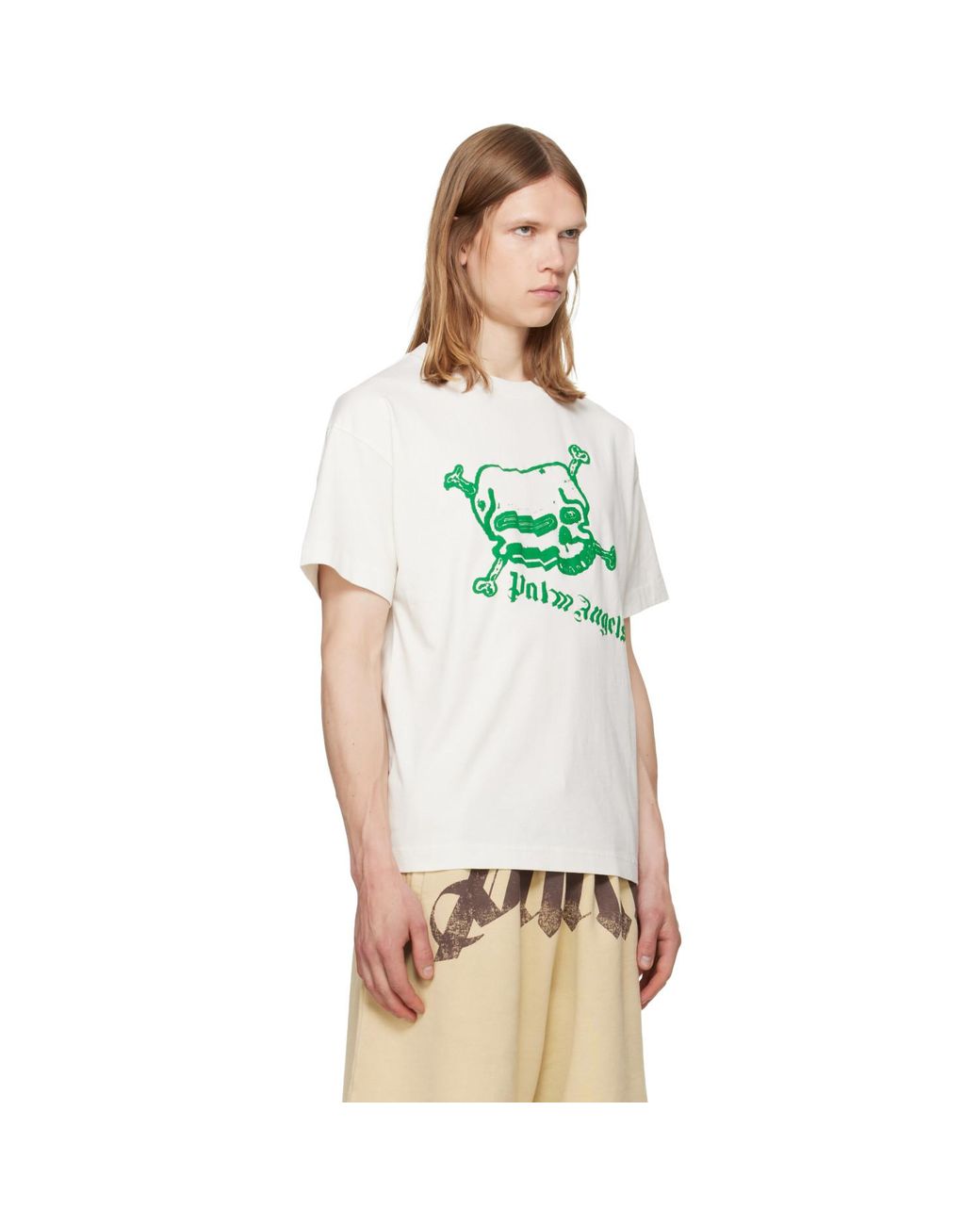 Palm Angels Green Off- Skull T-Shirt for men