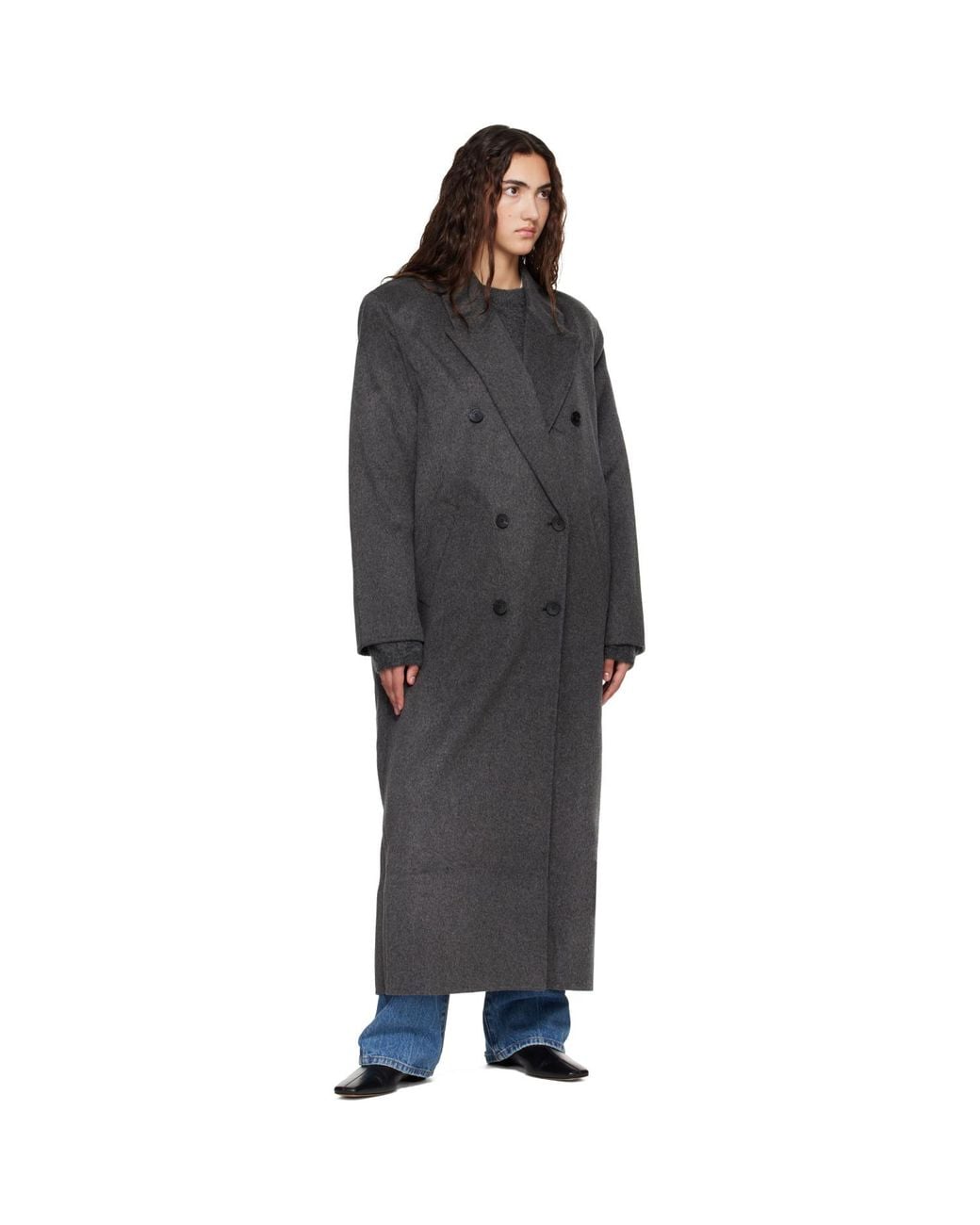 Frankie Shop Gray Gaia Double-Breasted Coat
